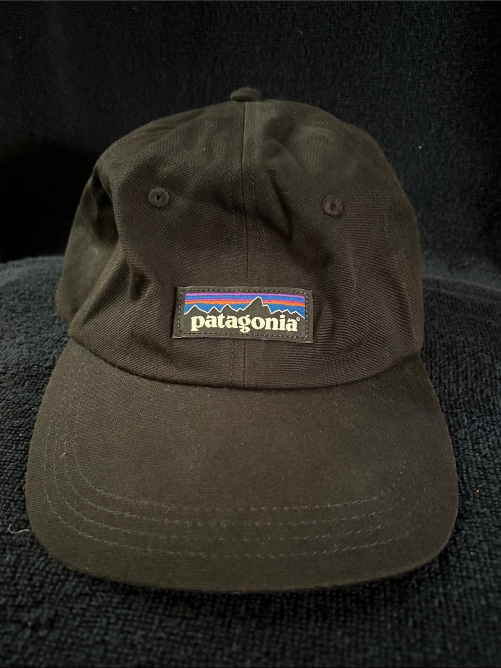 Patagonia Black Cotton Logo Cap with Multicolor Patch Adjustable